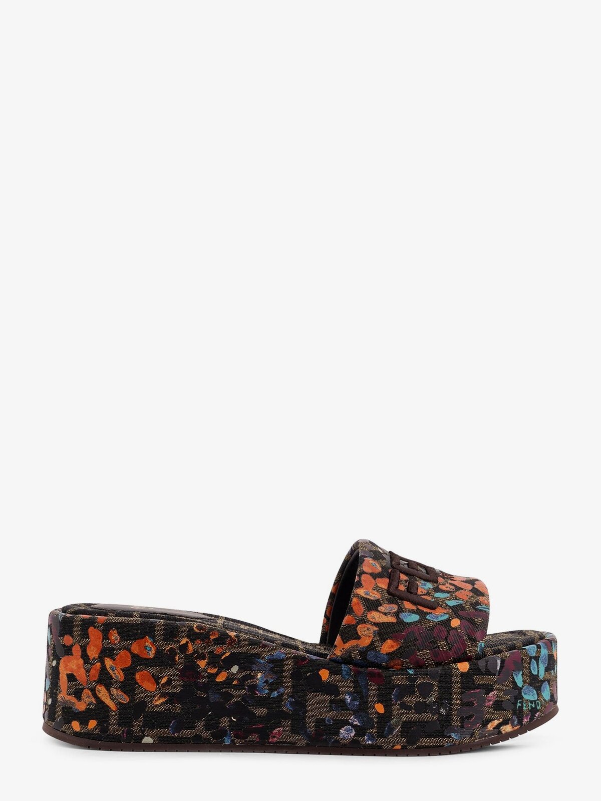 Fendi FF Fabric Sandals With Multicolor Detail