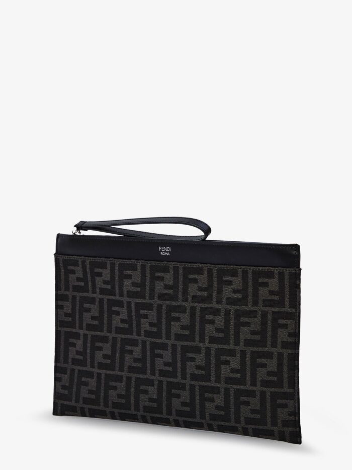 Fendi FF Jacquard Fabric And Leather Flat Pouch Medium