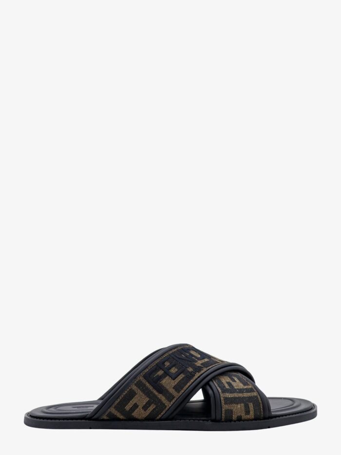Fendi FF Jacquard Fabric Sandals With Embroidered Logo