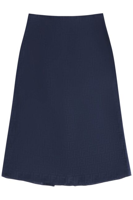 Fendi Ff Jacquard Satin Pencil Skirt