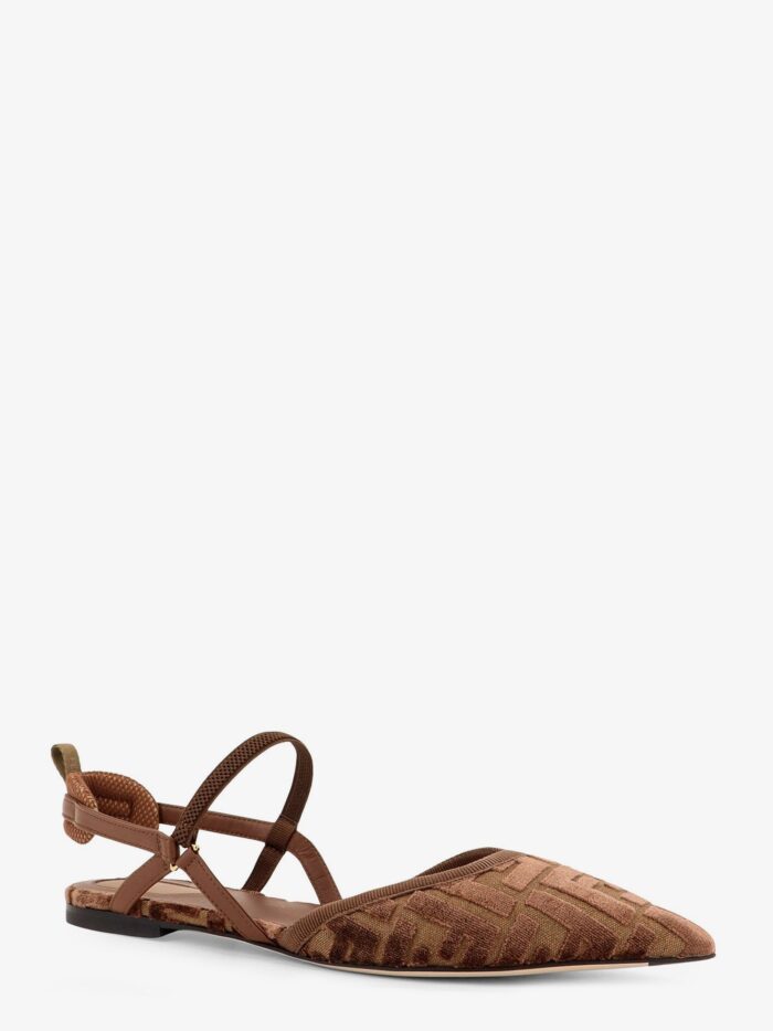 Fendi FF Jacquard Velvet Slingback Ballerinas