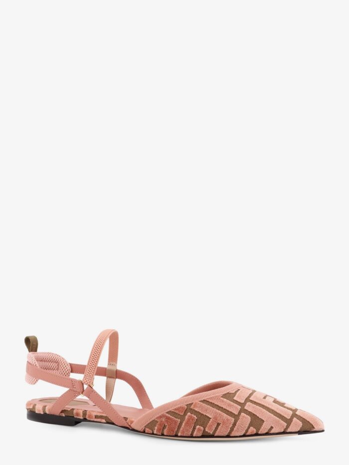 Fendi FF Jacquard Velvet Slingback Ballerinas