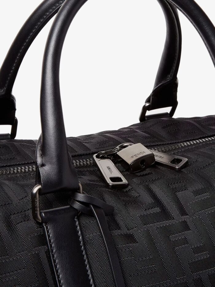Fendi FF Nylon Duffel Bag With Leather Inserts