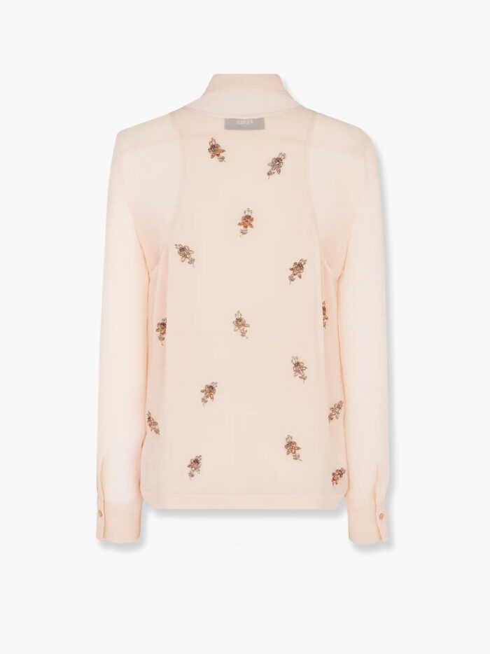 Fendi Georgette Top With Rhinestones And Sequins Embroidery