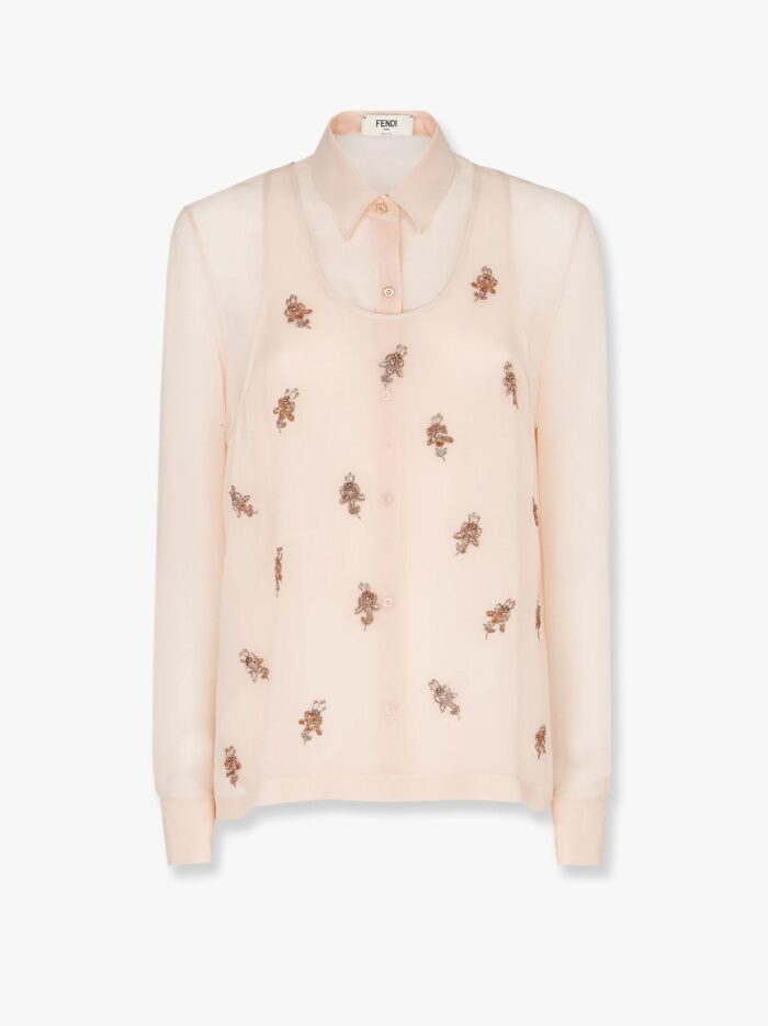 Fendi Georgette Top With Rhinestones And Sequins Embroidery