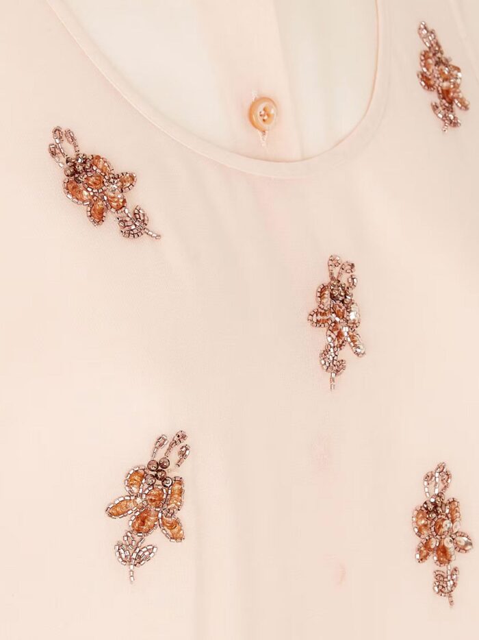 Fendi Georgette Top With Rhinestones And Sequins Embroidery