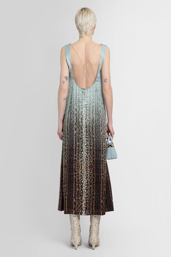 FENDI Gradient Snake Print Dress In Silk