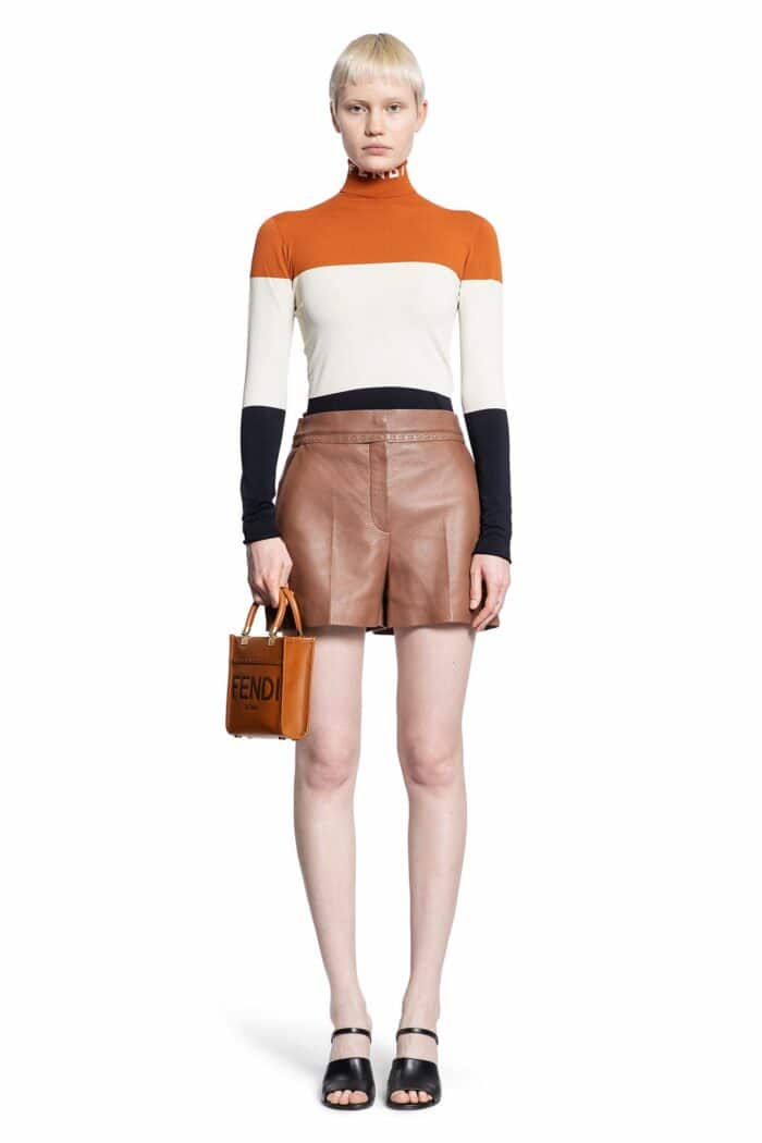 FENDI Hammmered Leather Shorts