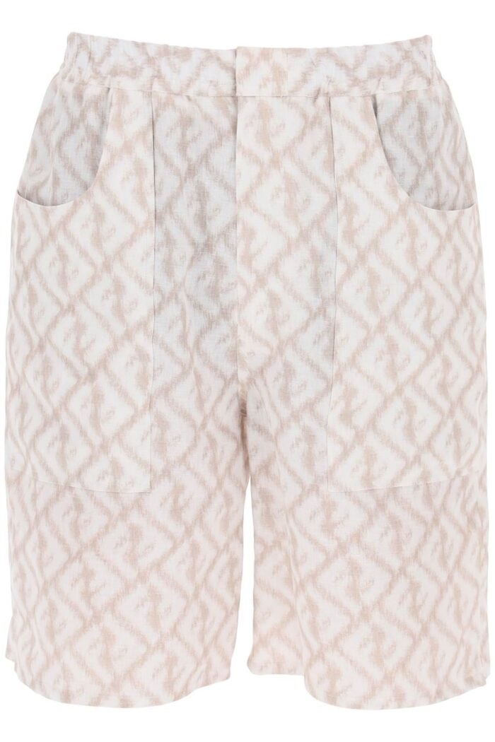 Fendi Ikat Ff Linen Shorts