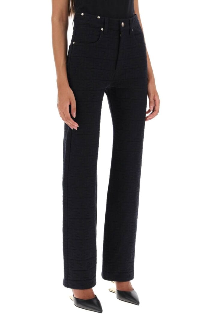 Fendi Jacquard Denim Jeans With Ff Pattern