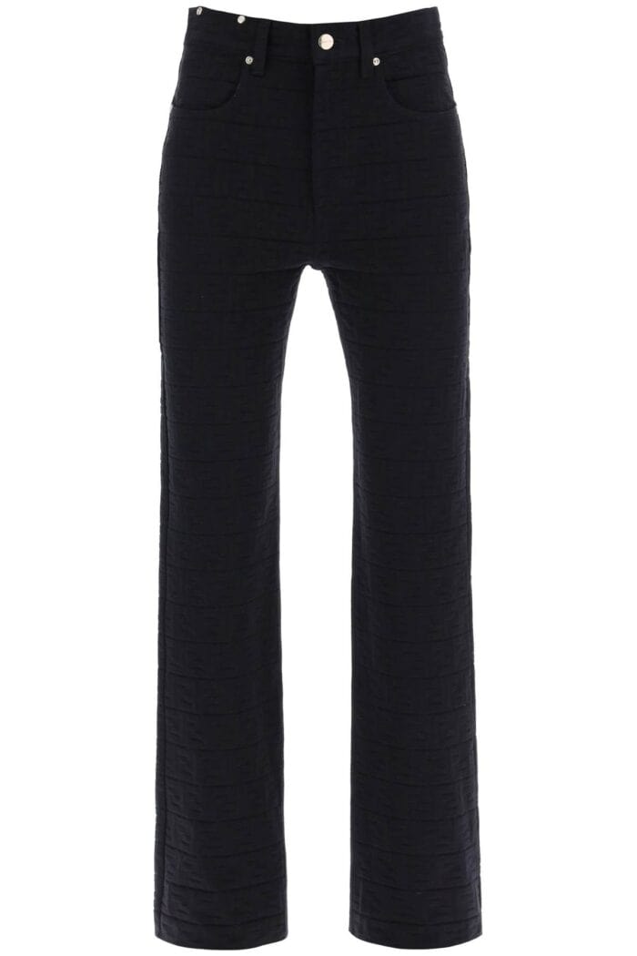 Fendi Jacquard Denim Jeans With Ff Pattern