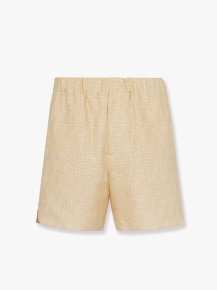 Fendi Jacquard Linen And Cotton Bermuda Shorts With All-over Ff Motif