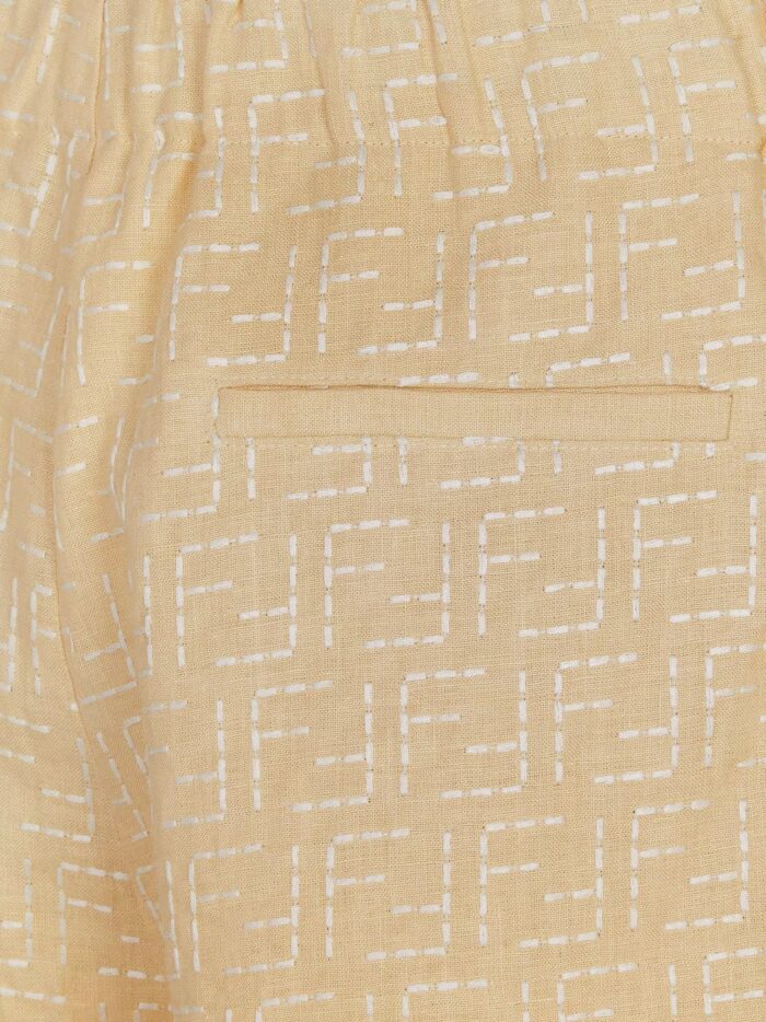 Fendi Jacquard Linen And Cotton Bermuda Shorts With All-over Ff Motif