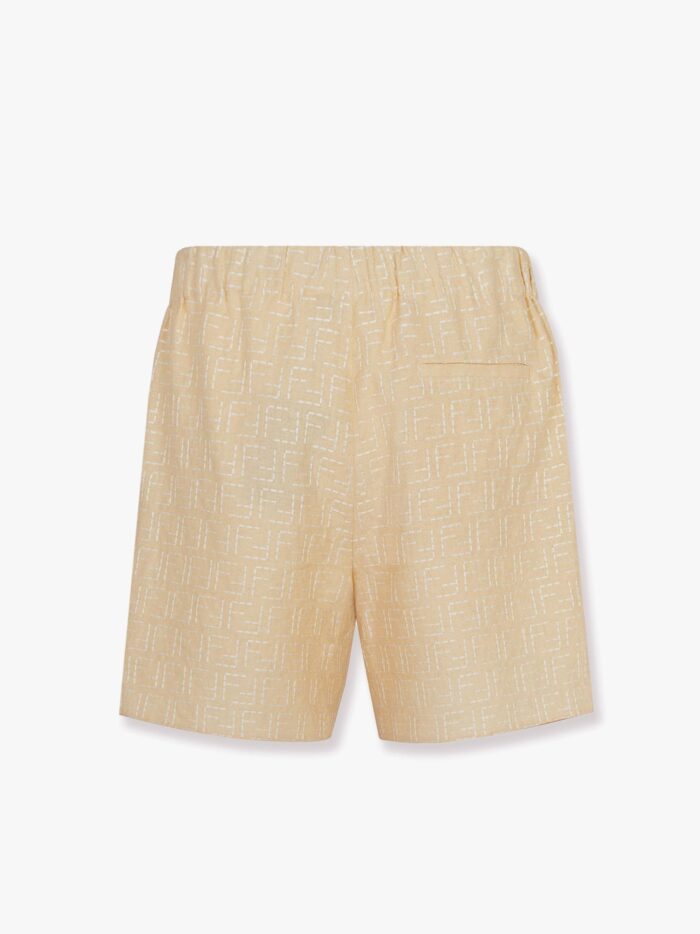 Fendi Jacquard Linen And Cotton Bermuda Shorts With All-over Ff Motif