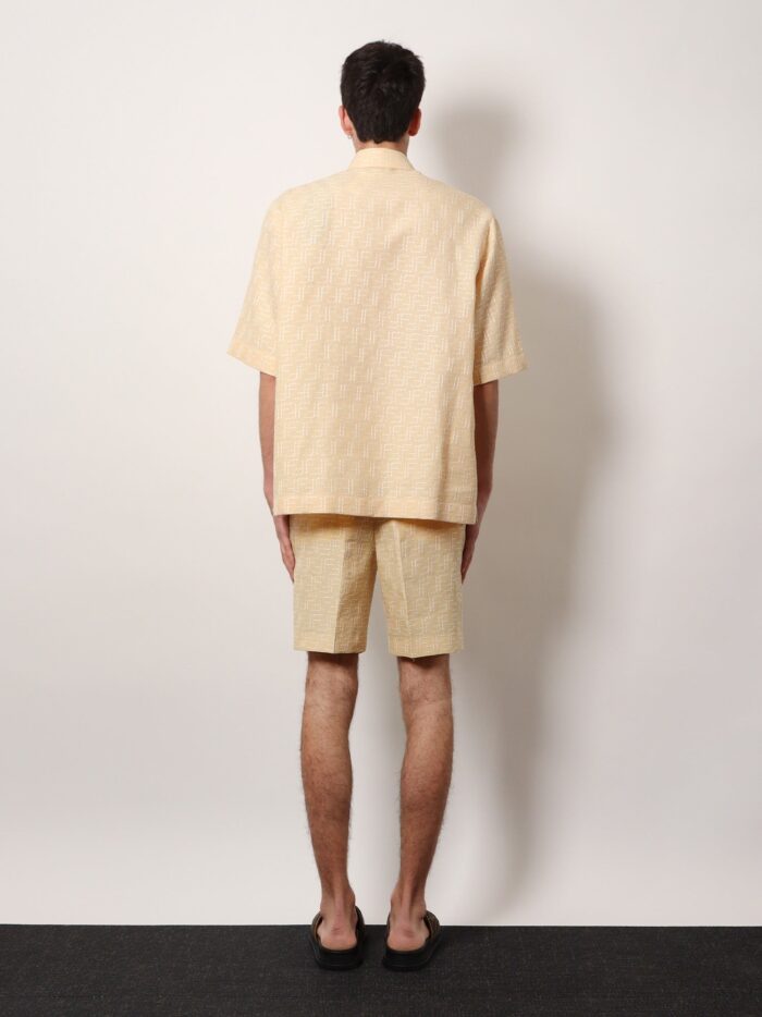 Fendi Jacquard Linen And Cotton Shirt With All-over Ff Embroidery