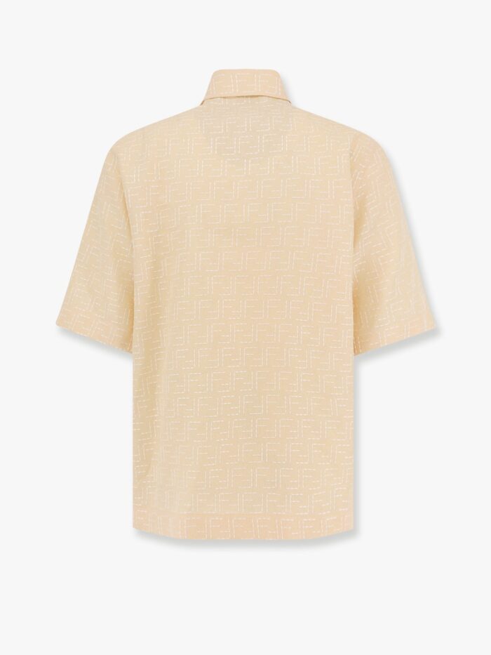 Fendi Jacquard Linen And Cotton Shirt With All-over Ff Embroidery