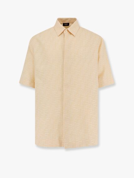 Fendi Jacquard Linen And Cotton Shirt With All-over Ff Embroidery