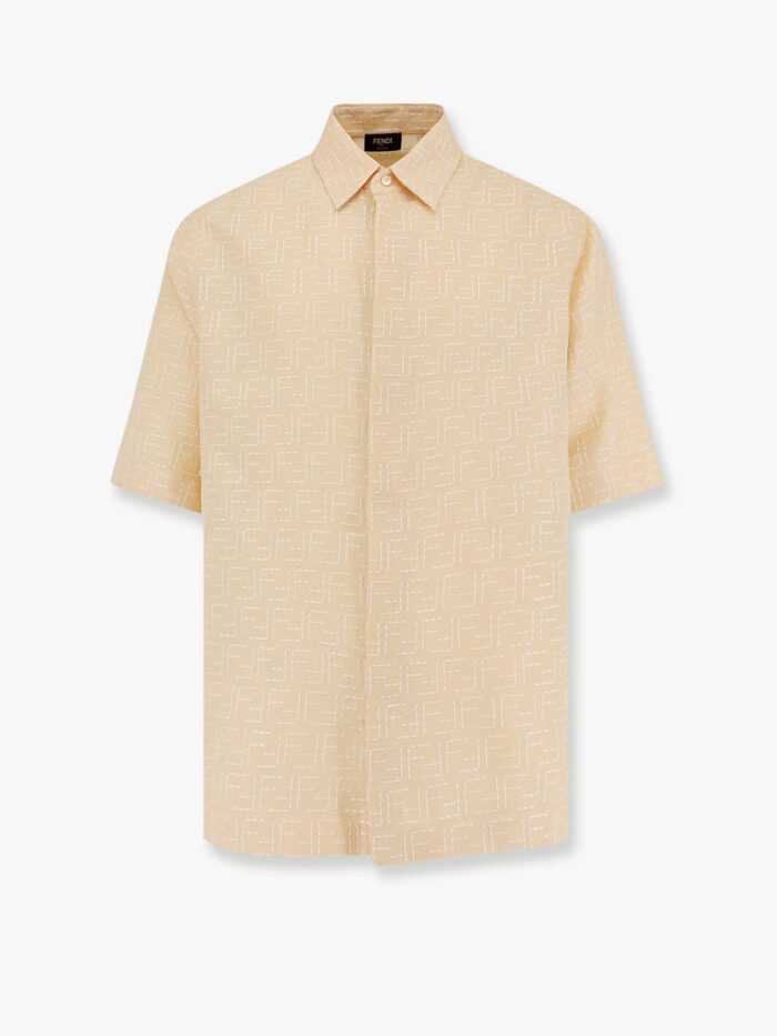 Fendi Jacquard Linen And Cotton Shirt With All-over Ff Embroidery
