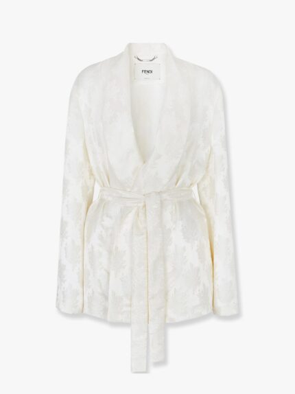 Fendi Jacquard Silk Blazer With Floral Motif