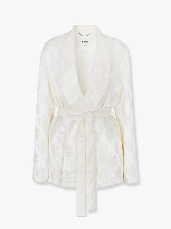 Fendi Jacquard Silk Blazer With Floral Motif