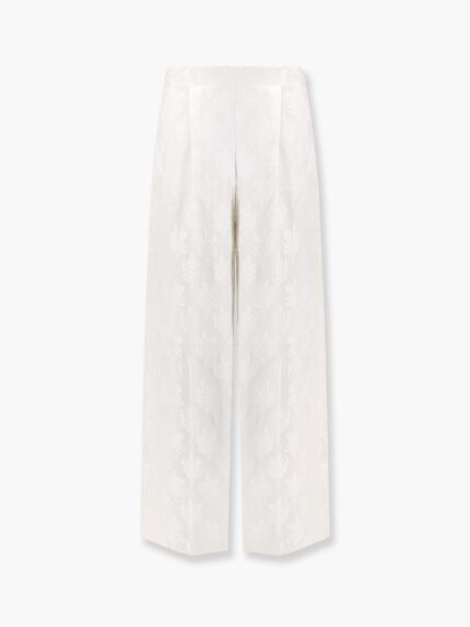 Fendi Jacquard Silk Trouser With Floral Motif