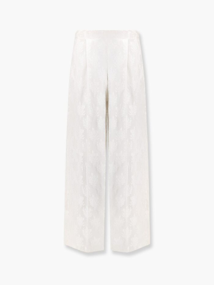 Fendi Jacquard Silk Trouser With Floral Motif