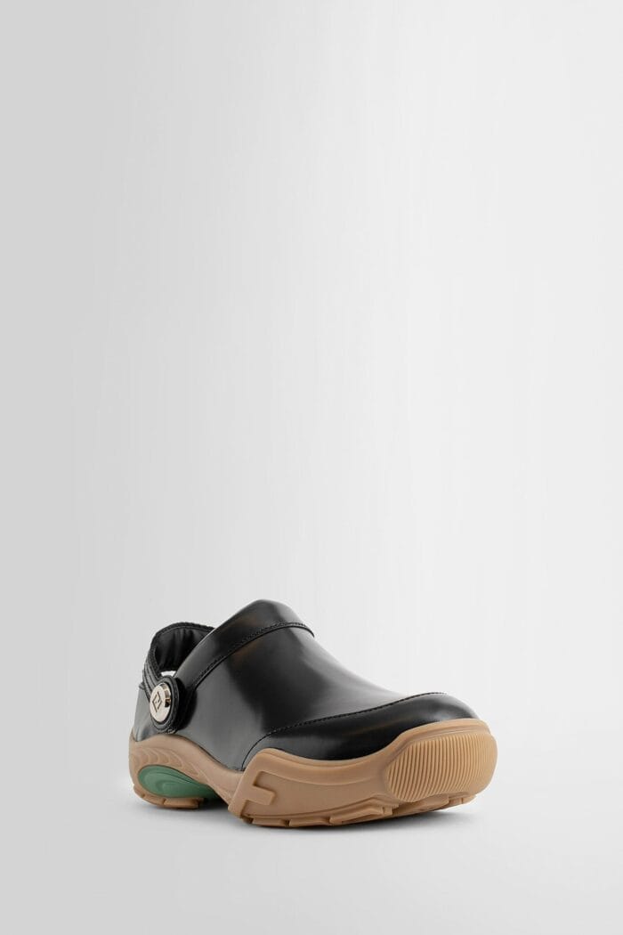 FENDI Lab Leather Clogs