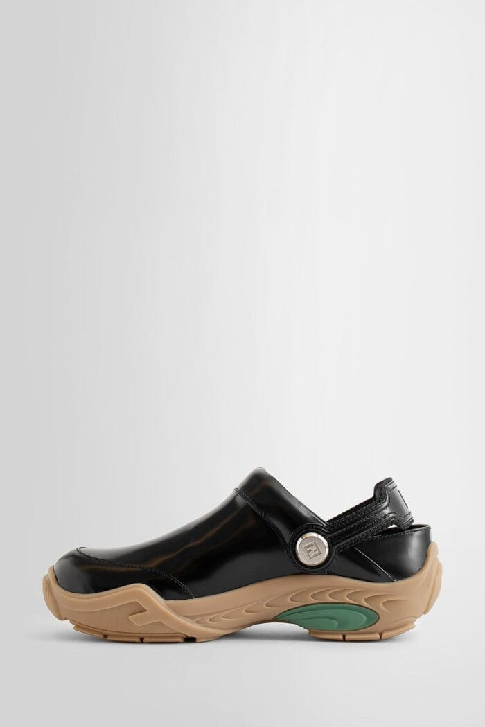 FENDI Lab Leather Clogs