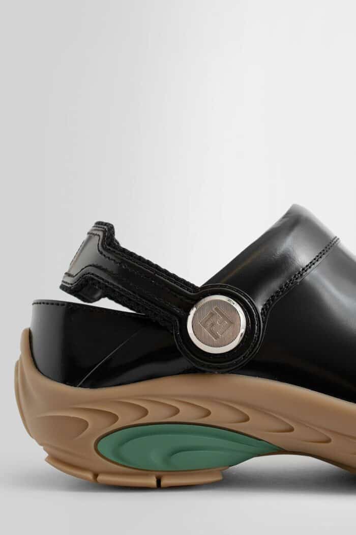 FENDI Lab Leather Clogs