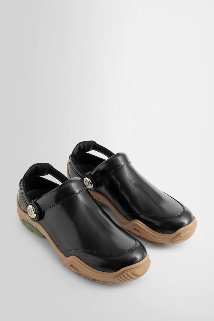 FENDI Lab Leather Clogs