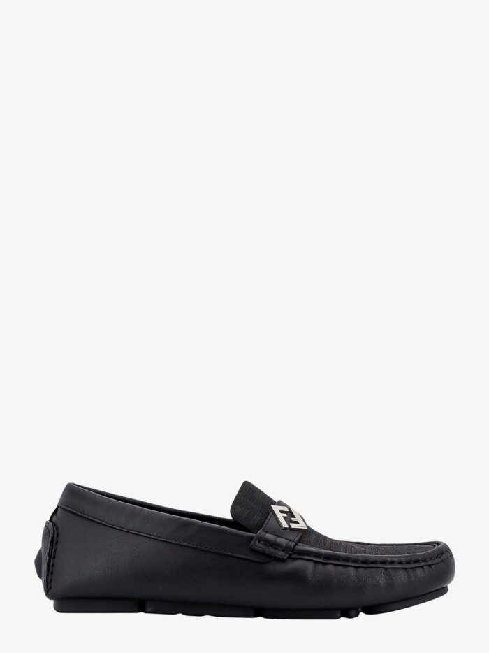 fendi leather and canvas loafers Fendi Leather And Canvas Loafers
