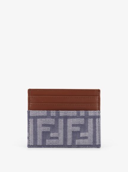 Fendi Leather And FF Jacquard Fabric Cardholder