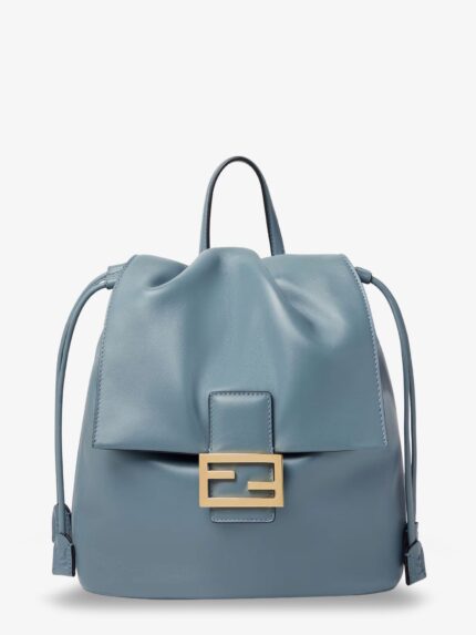 Fendi Leather Backpack With Metal FF Logo Detail