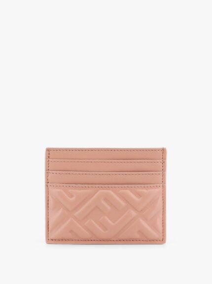 Fendi Leather Card Holder With All-over Ff Motif