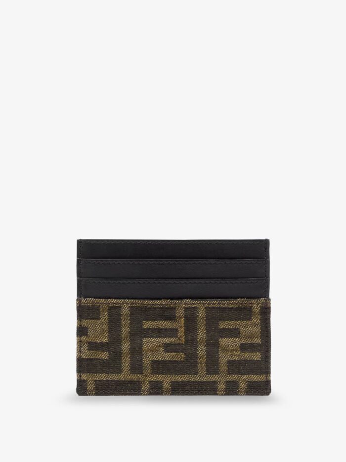 Fendi Leather Card Holder With FF Jacquard Fabric Inserts
