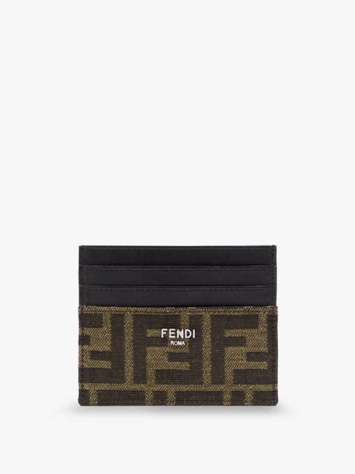 Fendi Leather Card Holder With FF Jacquard Fabric Inserts