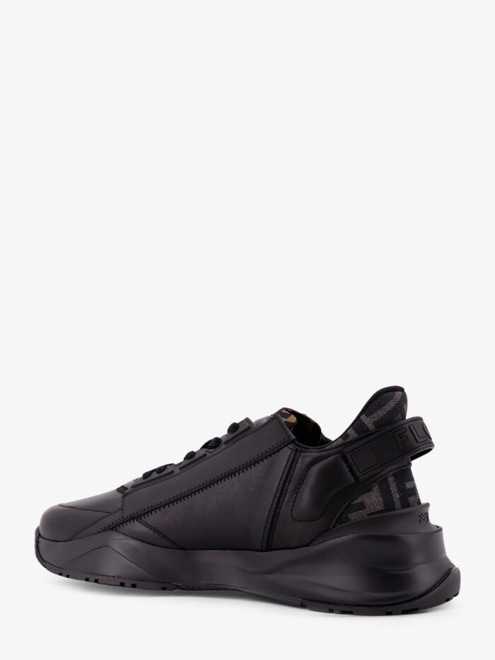 Fendi Leather Flow Sneakers With FF Jacquard Fabric Inserts