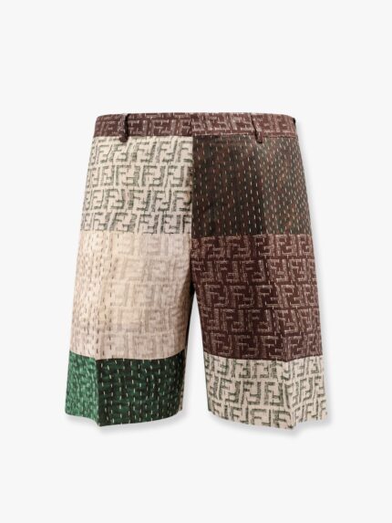 Fendi Linen Bermuda Shorts With All-over Ff Print