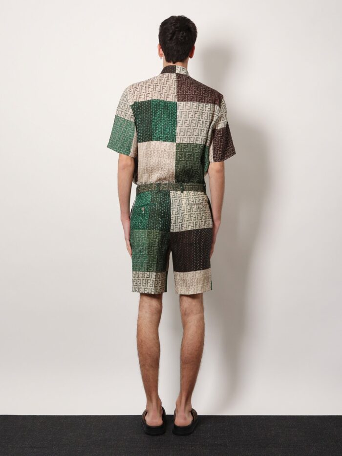Fendi Linen Bermuda Shorts With All-over Ff Print