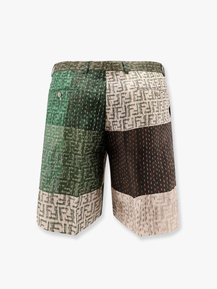 Fendi Linen Bermuda Shorts With All-over Ff Print