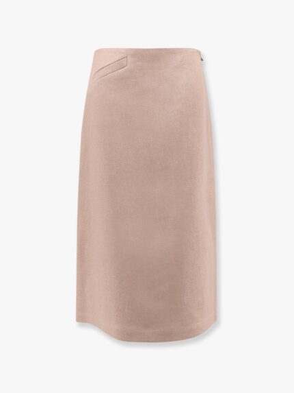 Fendi Linen Skirt With Side Zip And Slit