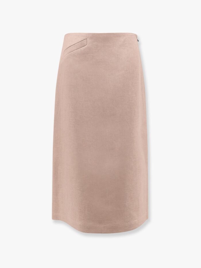 Fendi Linen Skirt With Side Zip And Slit