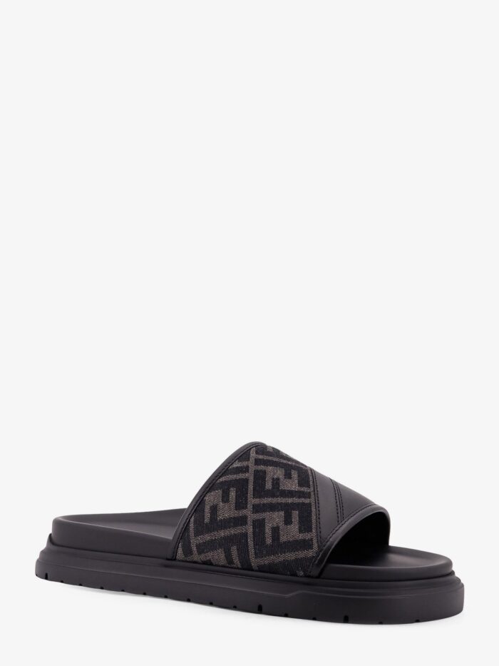 Fendi Low Leather Sandals With FF Jacquard Insert