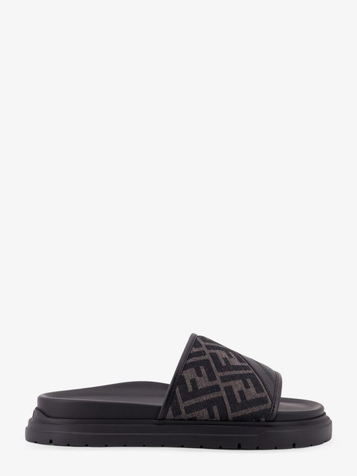 fendi low leather sandals with ff jacquard insert Fendi Low Leather Sandals With FF Jacquard Insert