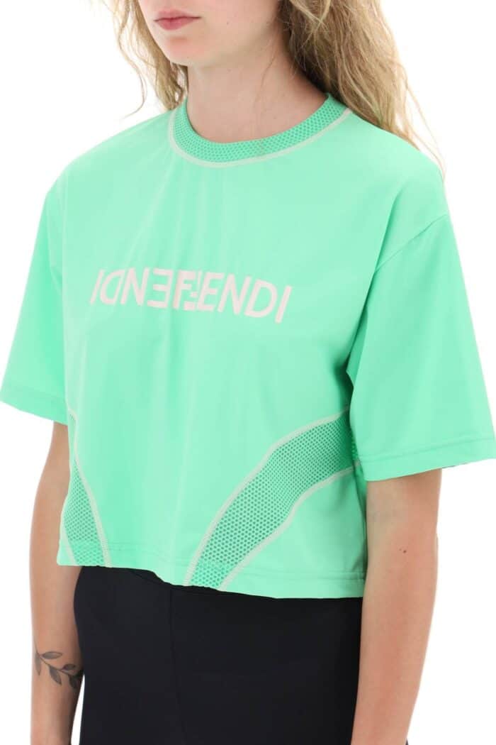 FENDI Lycra Cropped T-shirt With Logo