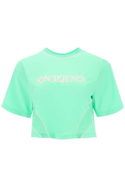 FENDI Lycra Cropped T-shirt With Logo