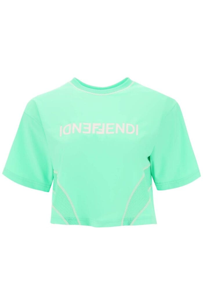 FENDI Lycra Cropped T-shirt With Logo