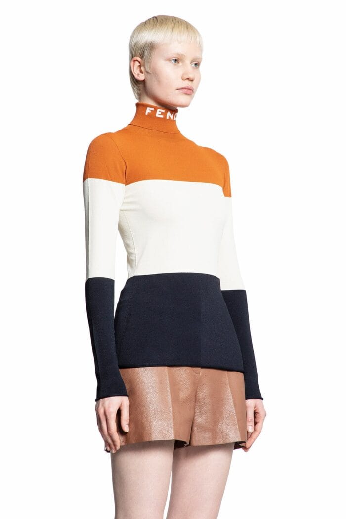 FENDI Lycra Turtleneck Colour-block Jumper