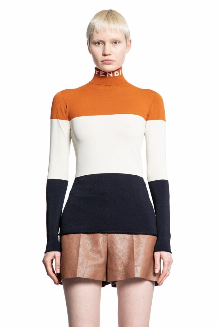 FENDI Lycra Turtleneck Colour-block Jumper