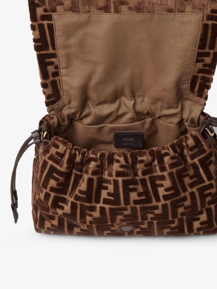 Fendi Mamma Baguette Medium FF Velvet Jacquard Crossbody Bag